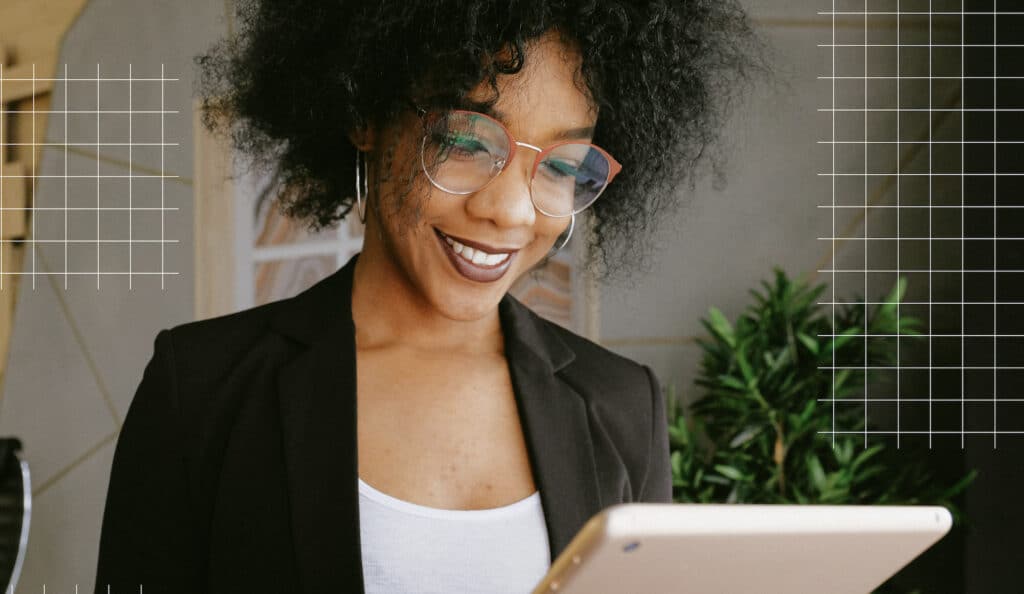Woman looking at tablet