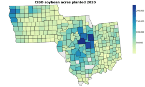 Figure 2 CIBO estimated soybean acreage for the year 2020