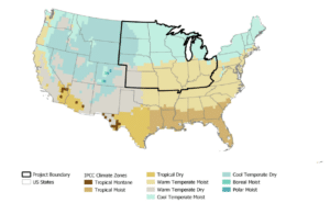 Figure 1 The geographical area of CIBOs Verra project showing climate zones represented